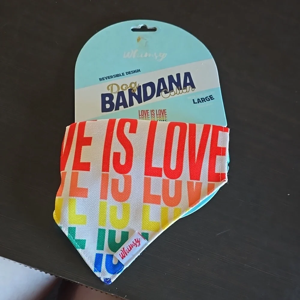 Whimsy Dog Bandana Collar Size Large Love is Love NWT